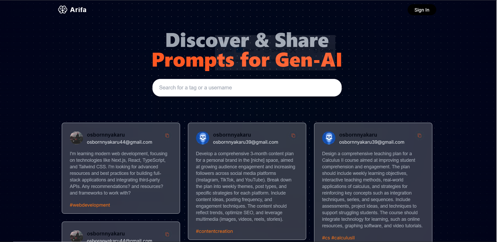 Prompt-Sharing Platform for GenAI